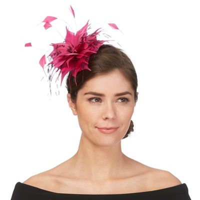 Bright pink feather fascinator